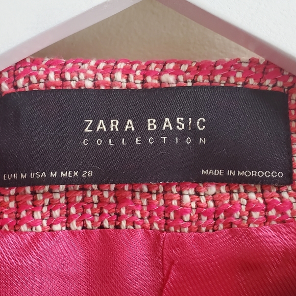 Pink Zara structured 82% Cotton, great quality coat, pink colour tweed, M - Picture 9 of 10